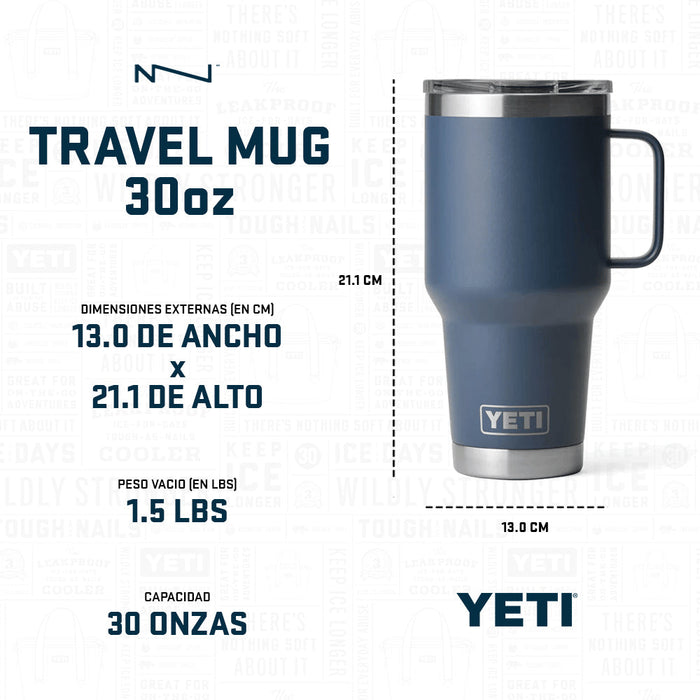 21071502287 TAZA RAMBLER 30oz TRAVEL MUG CON TAPA STRONGHOLD BLANCO MARCA YETI