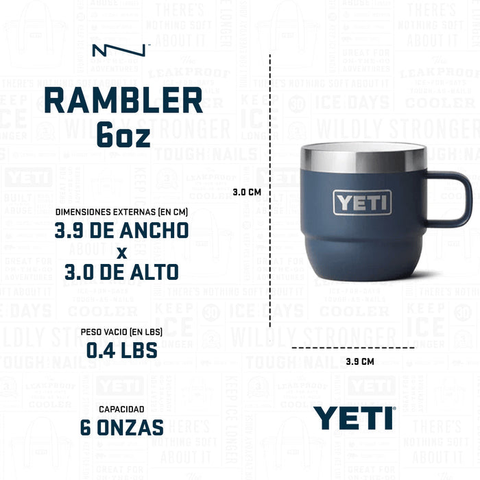 21071503790 TAZA RAMBLER 6oz STACKABLE 2 PIEZAS MARINO MARCA YETI