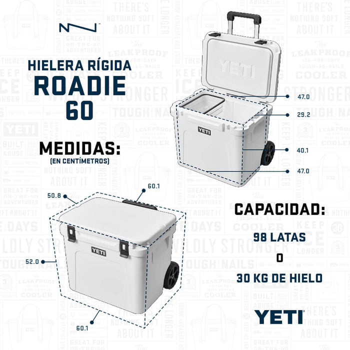 10023160000 HIELERA RIGIDA ROADIE 60 CHARCOAL MARCA YETI