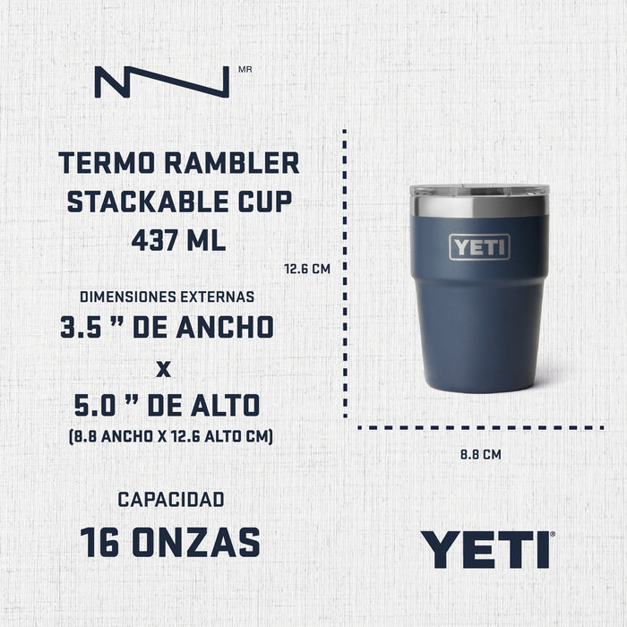 21071502847 TERMO RAMBLER 16oz STACKABLE CUP TAPA MAGNETICA MARINO MARCA YETI