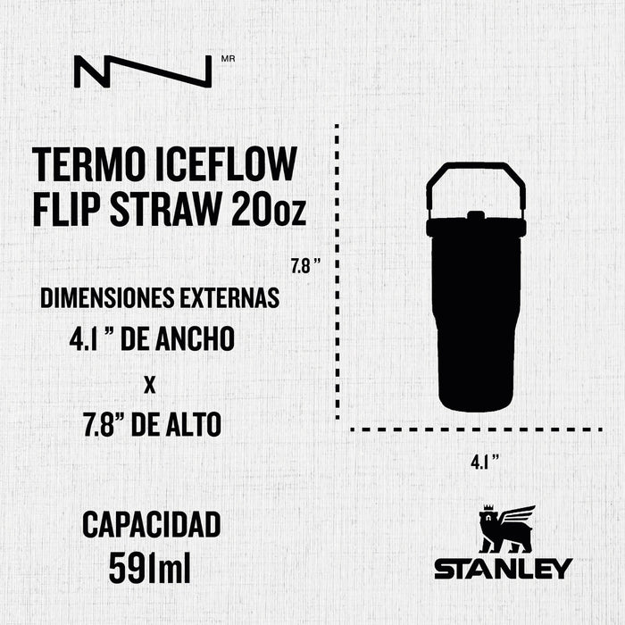 99184PT TERMO ICEFLOW FLIP STRAW 20oz PLUM MARCA STANLEY